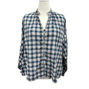 Pilcro The Tavi Buttondown In Peach Plaid